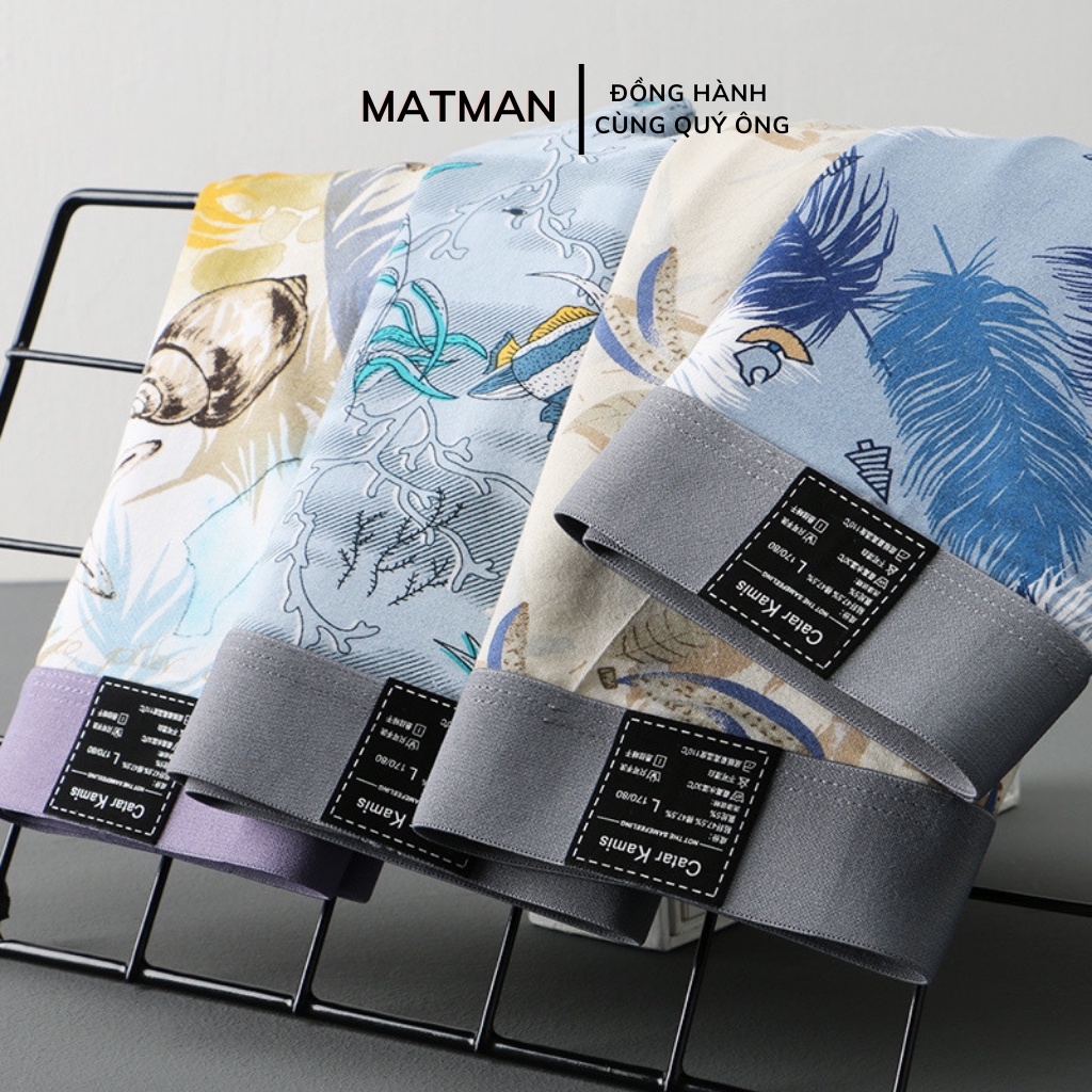 Quần Lót Nam Cotton Thun Lạnh Thoáng Khí, Quần Sịp Đùi Nam Hoạ Tiết Mùa Hè, Quần Boxer Nam Cao Cấp Co Giãn 4 Chiều