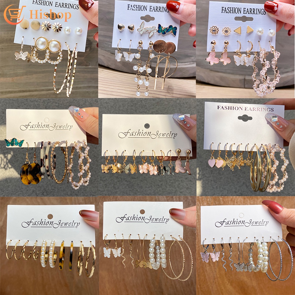 Bông Tai Hình Bướm Đính Ngọc Trai Thời Trang Dành Cho Nữ