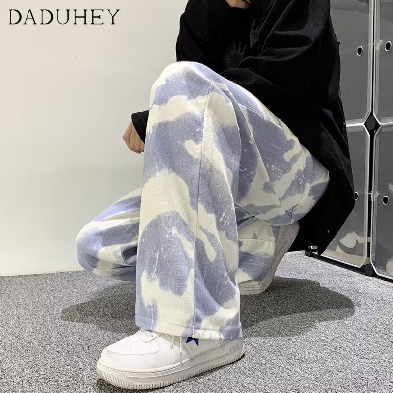 DaDuHey Autumn Loose Tide Tie-Dyed Street Casual Pants Men 2022 Camouflage Cargo Pants