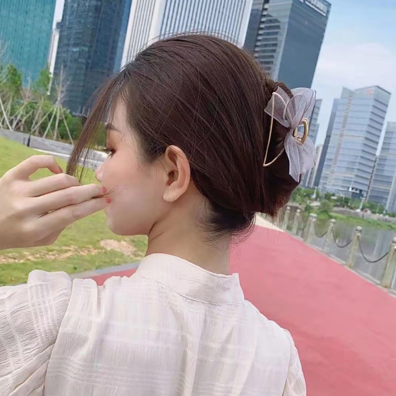 Kẹp Tóc Dạng Móng Vuốt Đính Ngọc Trai Chống Trượt Phong Cách Pháp