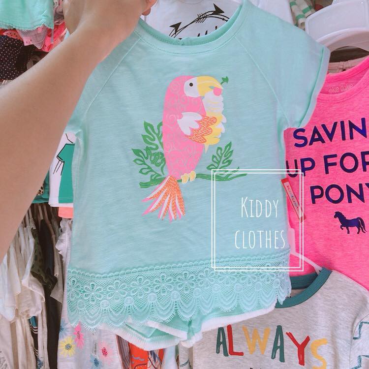 Bộ cotton cộc tay và sát nách bé gái