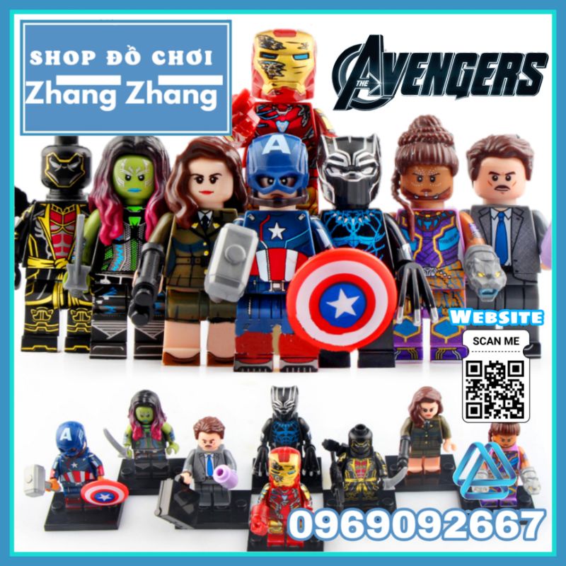 Đồ chơi xếp hình Captain America gồm Iron Man - Carter Howard - Hawkeye Black Panther - Shuri Nebula Minifigures wm6068