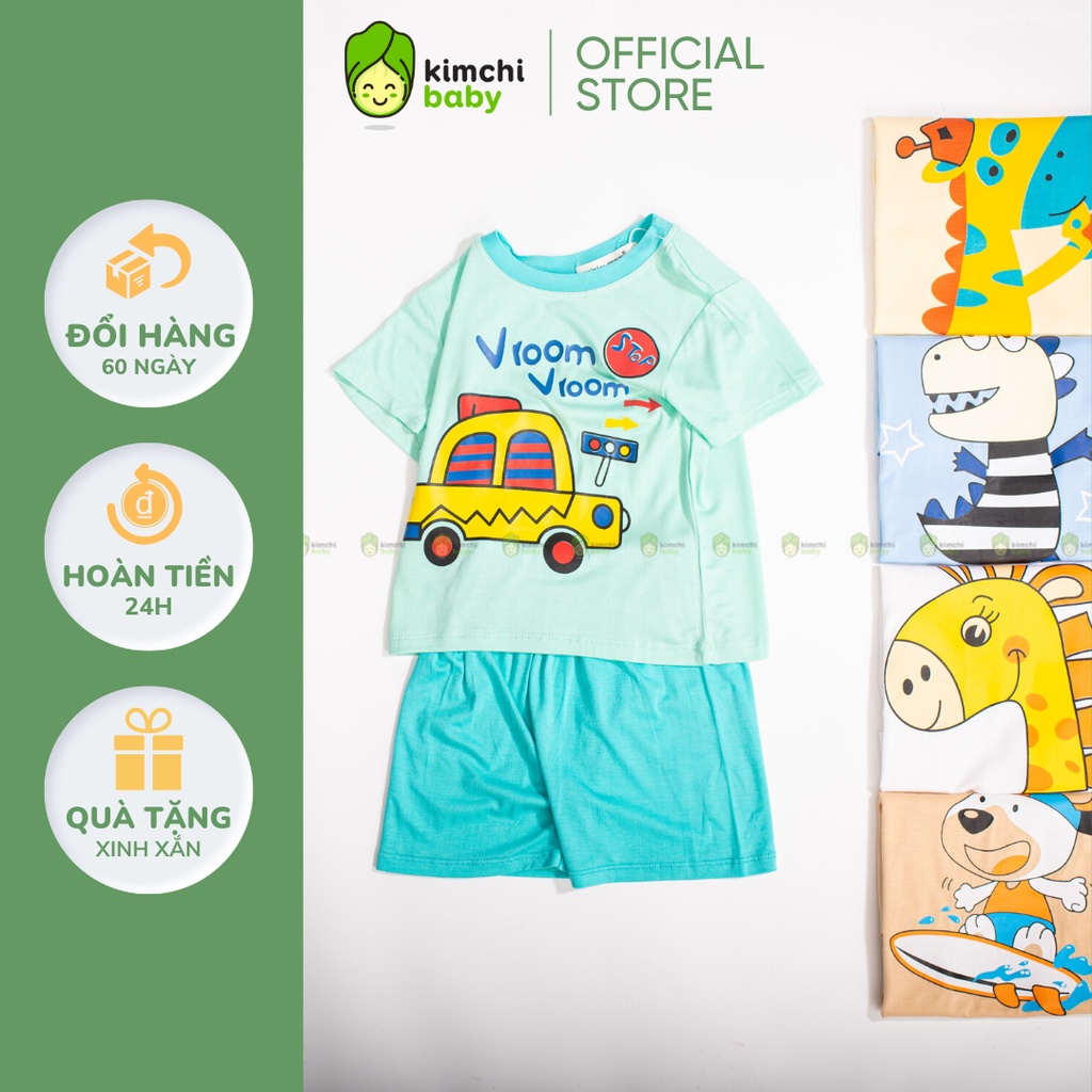 Bộ Cộc Tay Cho Bé Trai, Bé Gái MinkyMom Vải Thun Lạnh Hoạ Tiết Hươu Cao Cổ, Bộ Quần Áo Trẻ Em Mặc Nhà MKM2227