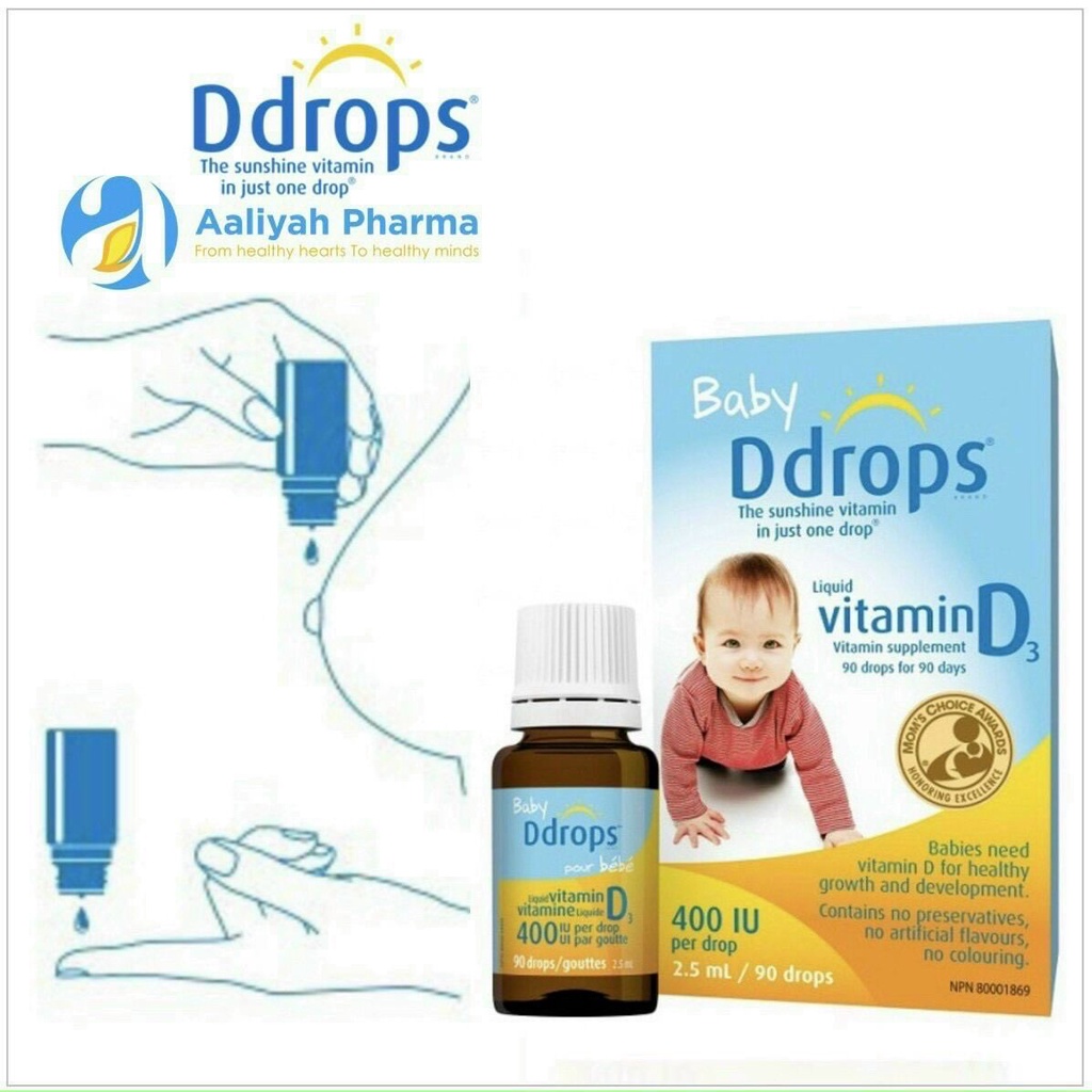 Liquid Vitamin D3 Baby Ddrops hàng Mỹ chai 90 giọt - giúp chắc xương và tăng chiều cao cho bé