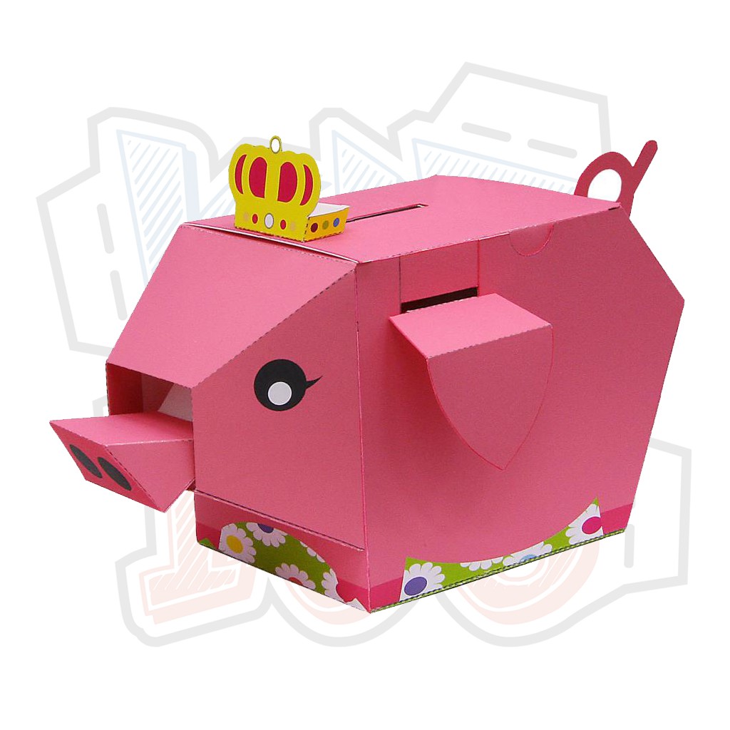 Mô hình giấy đồ vật Ống heo Pig – Moving Money Box