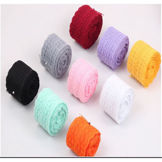 Ruy băng ren polyester mỏng kích thước 4.2cm cuộn 5m