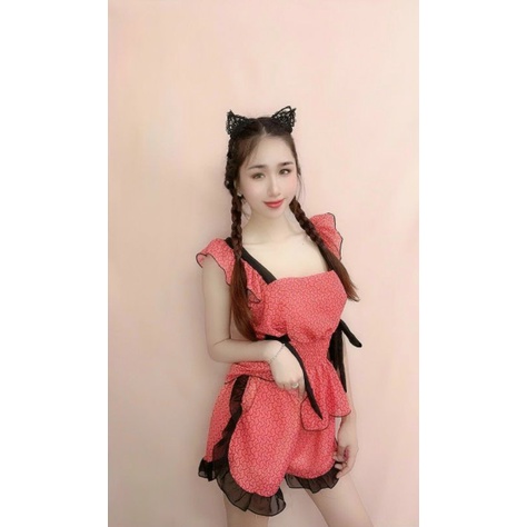Đồ bộ mặc nhà dễ thương chất vải voan mềm mát cho nữ
