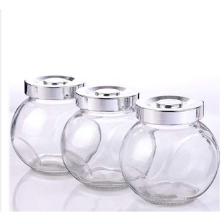 Hũ thủy tinh nghiêng 2 đáy - nắp xi bạc