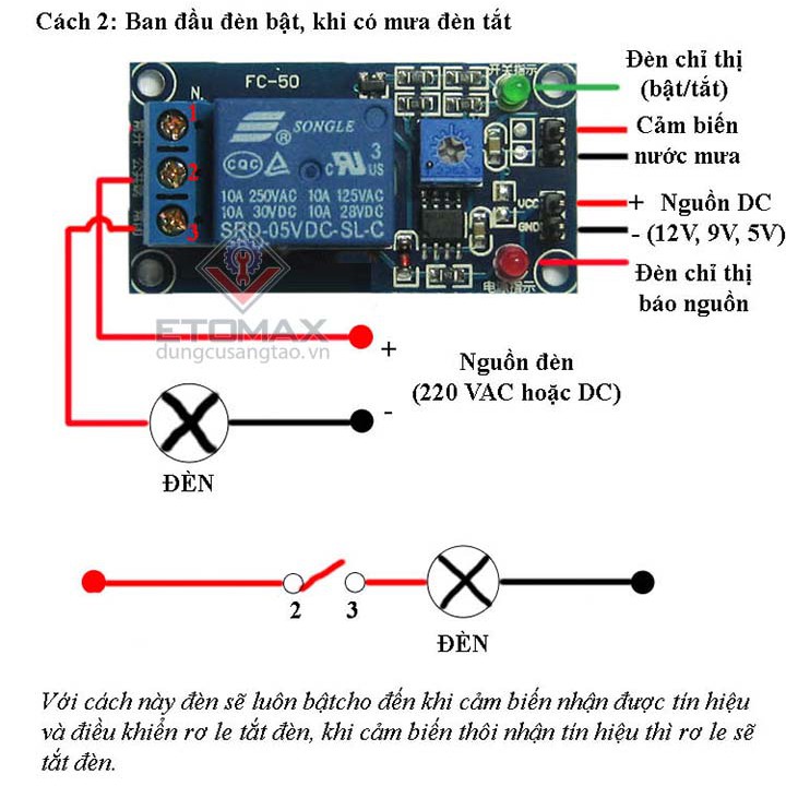 Mạch công tắc cảm biến nước mưa