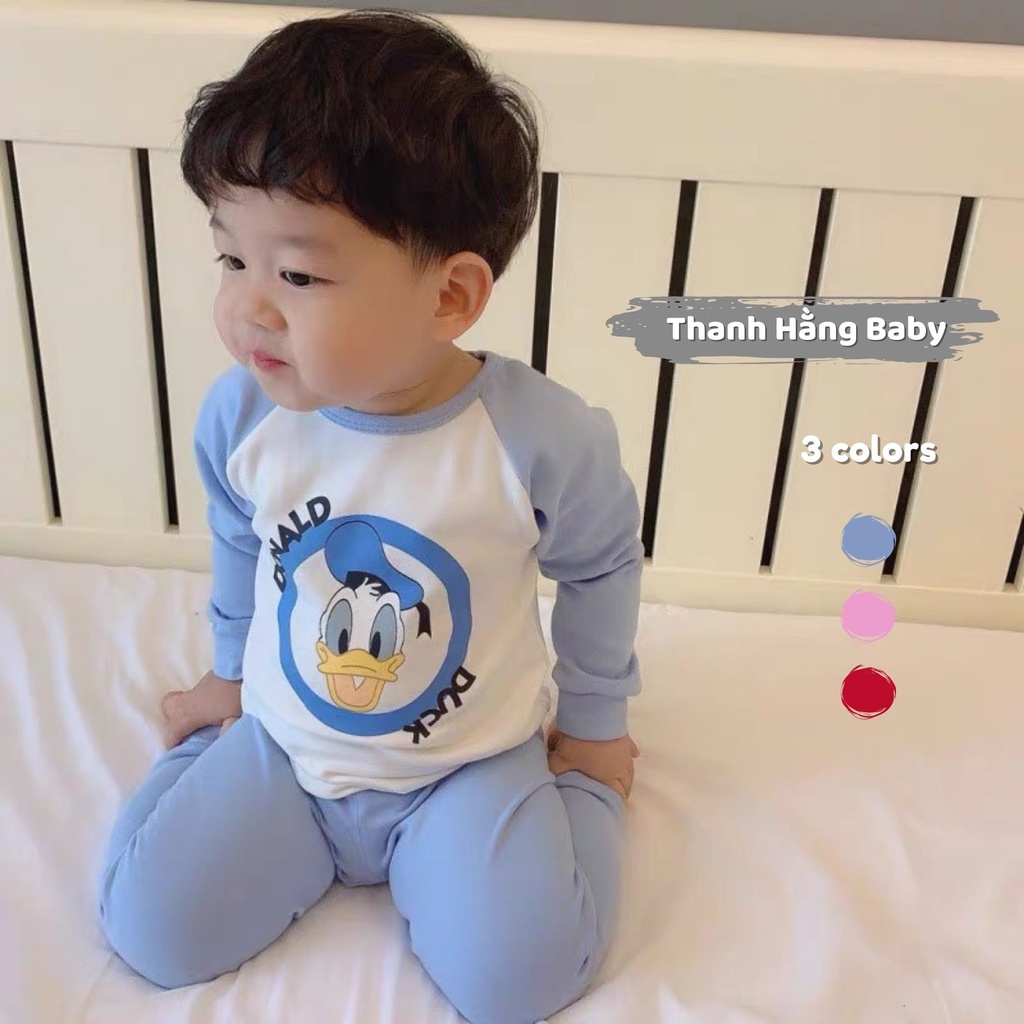 Bộ Quần Áo Ngủ Thu Đông Dài Tay Cho Bé Trai Bé Gái Mặc Nhà Thanh Hằng Baby 7 - 15 Kg