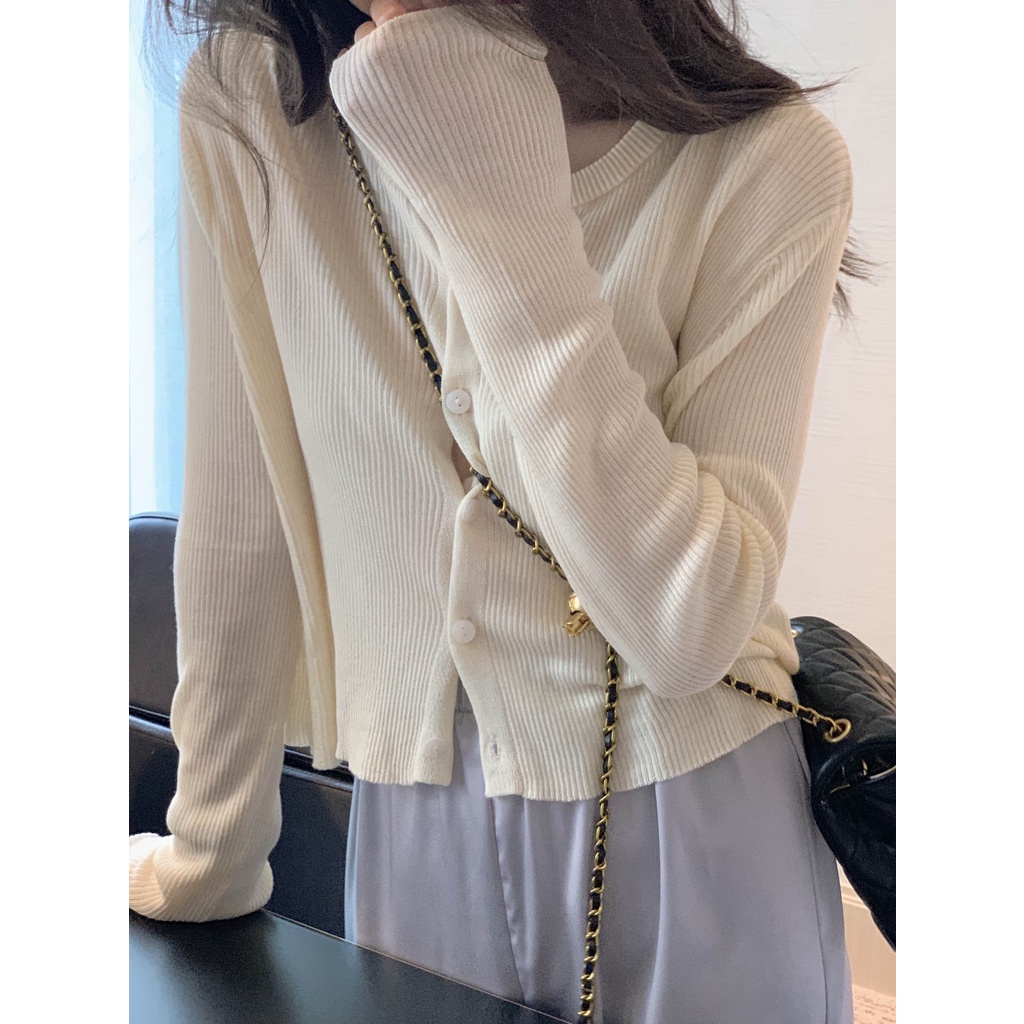 【ZHELIHANGFEI】Áo Khoác Cardigan Dệt Kim Tay Dài Dáng Rộng Chống Nắng Thời Trang Cho Nữ