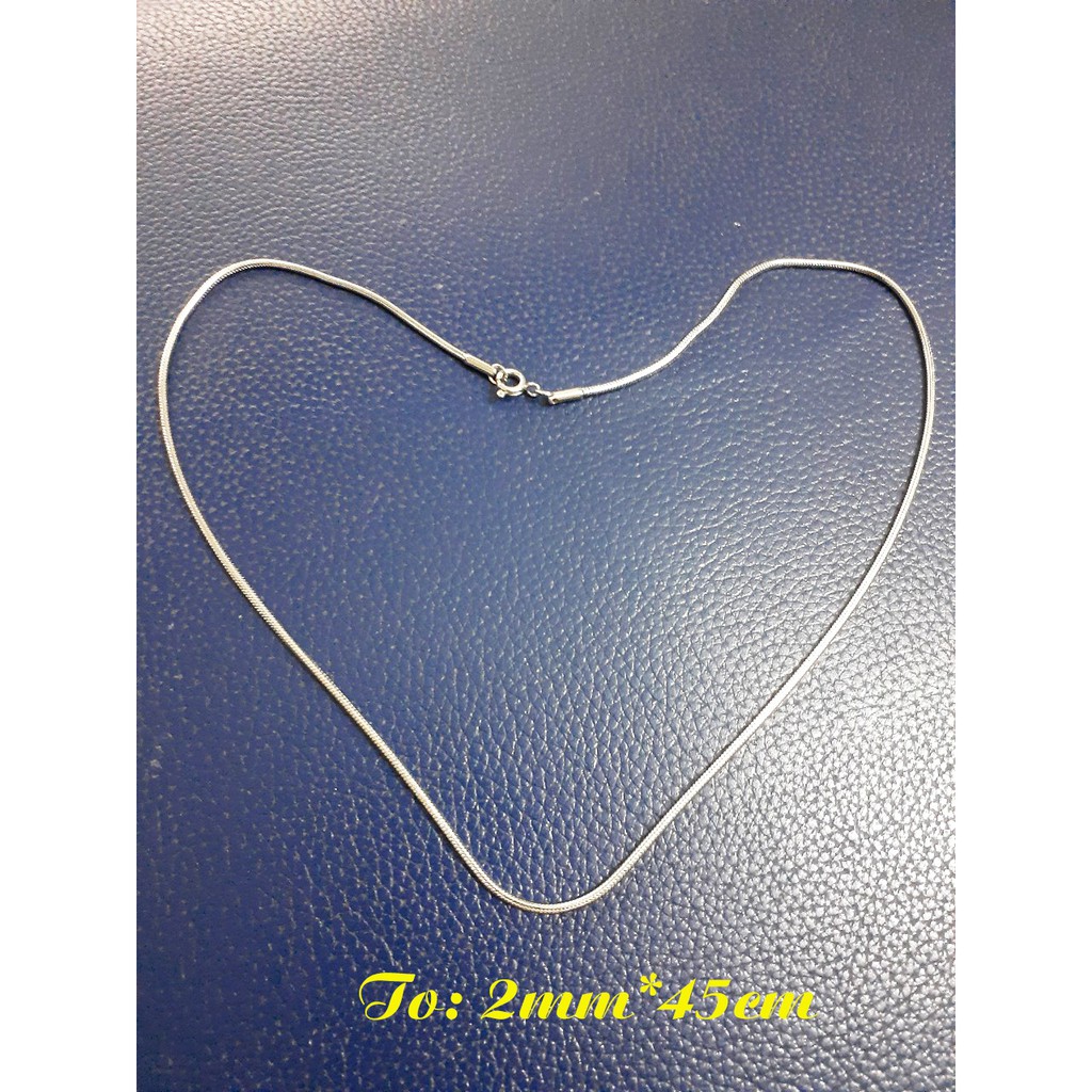 Dây chuyền chỗi rắn tròn 2mm Khóa xịn trắng sáng đẹp không đen, không gỉ, hợp thời trang