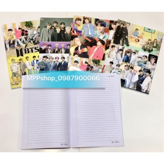 Vở BTS 2 quyển kẻ ngang 72 trang bên trong có in chữ BTS từng trang
