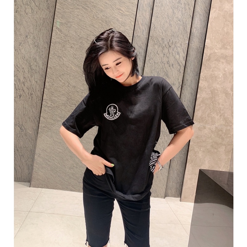 Moncle-R Áo Thun Ngắn Tay Cổ Tròn Thêu Chữ Phong Cách Cổ Điển Cho Nam Và Nữ