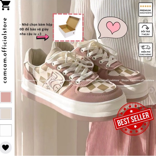 Giày nữ ulzzang đế độn Họa tiết caro đế bánh mì màu mới Hot Trend 2022 - ℂ𝔸𝕄𝕊𝕋𝕆ℝ𝔼