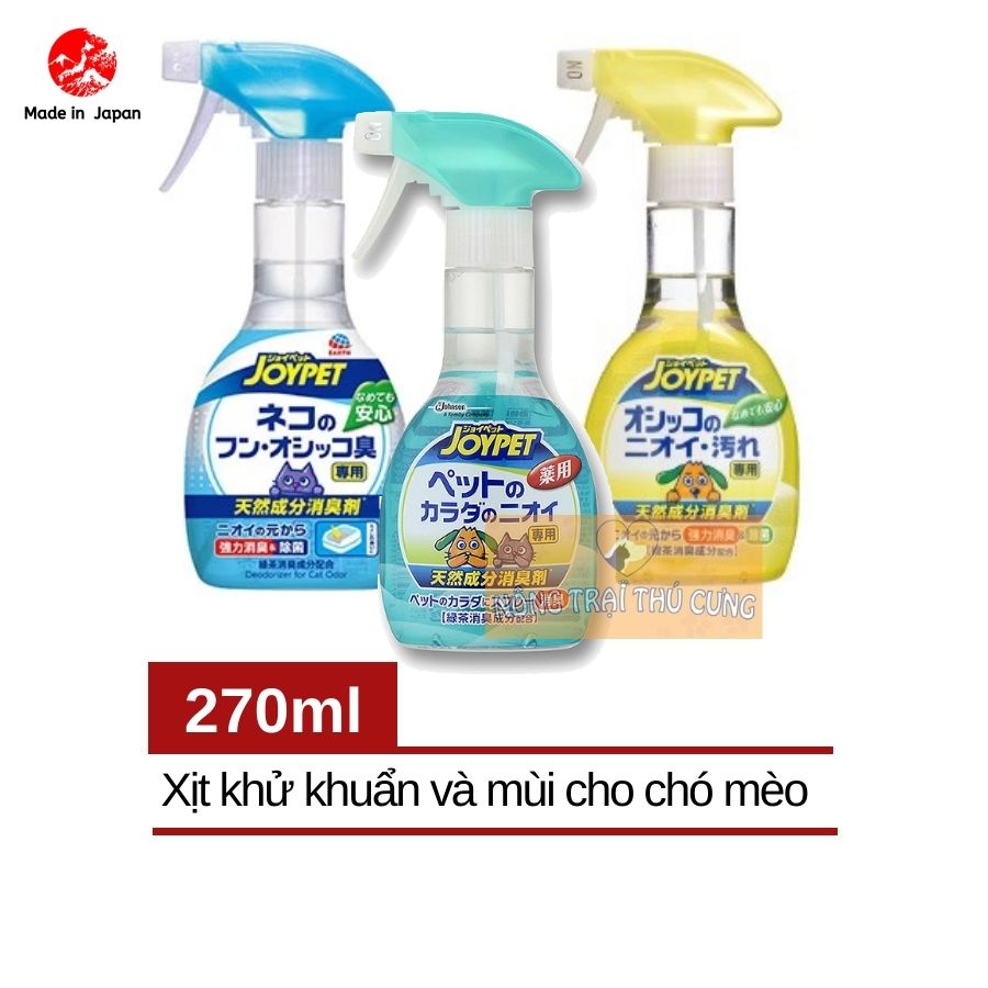 Xịt Khử Mùi Hôi Chó Mèo Joypet - Xịt Trực Tiếp Lên Thú Cưng (Nhật Bản) - 270ml