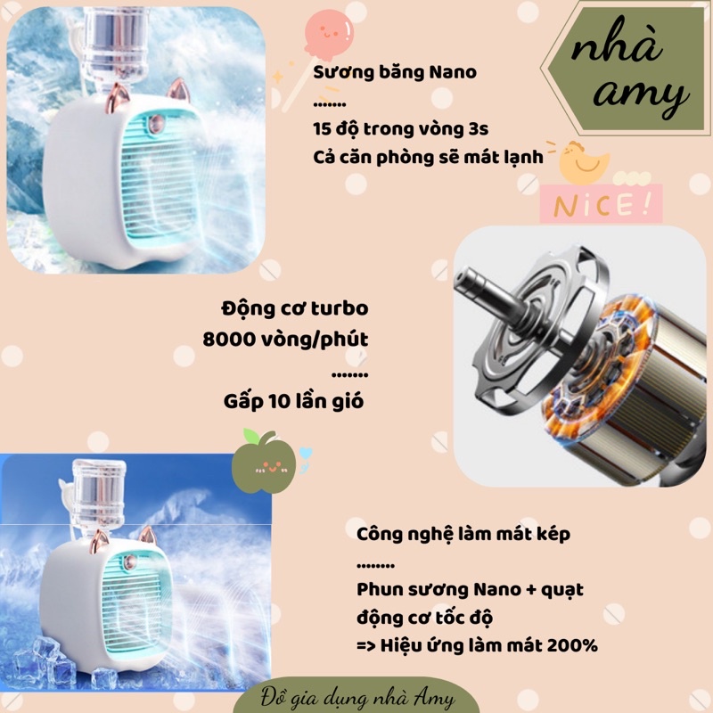 Quạt Đá Điều Hòa Hơi Nước Mini Để Bàn - Quạt Điều Hòa Mini