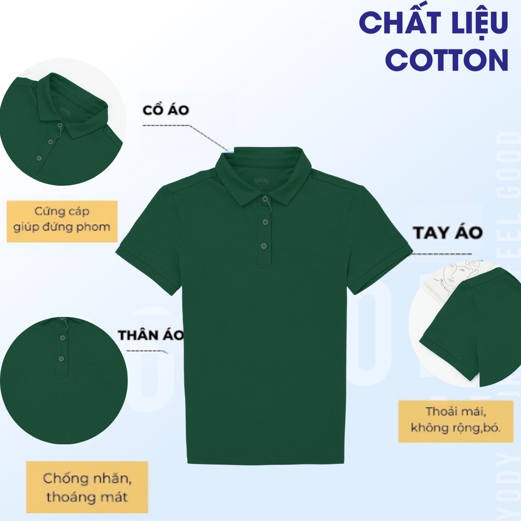 Áo thun polo nam YODY phông cộc tay, có cổ bẻ chất vải cotton cá sấu thoáng mát APM5421