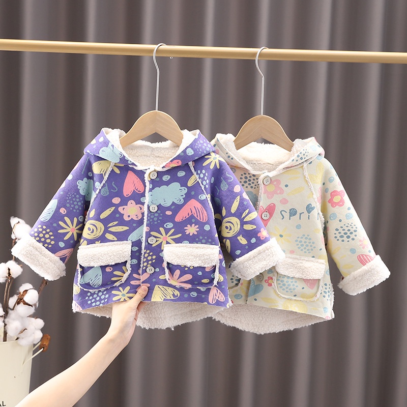 [Mã MINTCC10 giảm 10%] Áo Khoác Lông Cừu Nhiều Họa Tiết Tỉ Mỉ Ấm Áp Cho Bé Gái Từ 1 - 4 Tuổi - AK8506