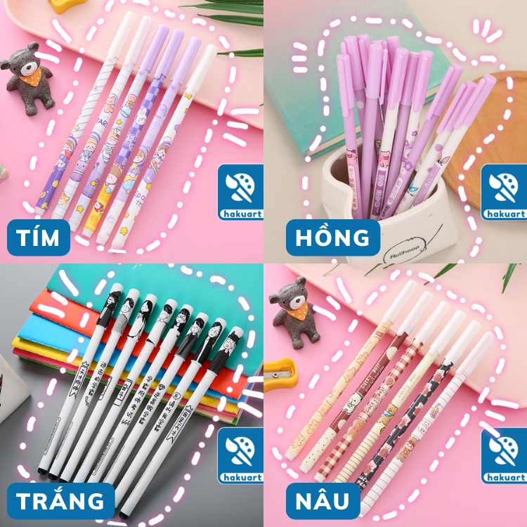 Bút Gel Cung Hoàng Đào &amp; Chó Shiba Inu Mực Đen Giá Rẻ 0.38mm - Họa Cụ Hakuart