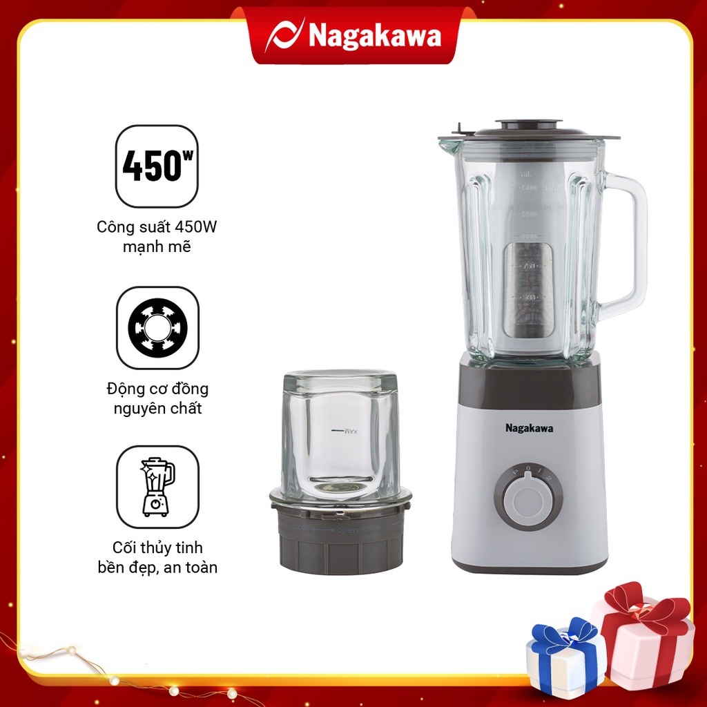 [Mã ELHA22 giảm 6% đơn 300K] Máy Xay Sinh Tố Nagakawa NAG0811 (450W - 1.5 Lít) - Hàng Chính Hãng