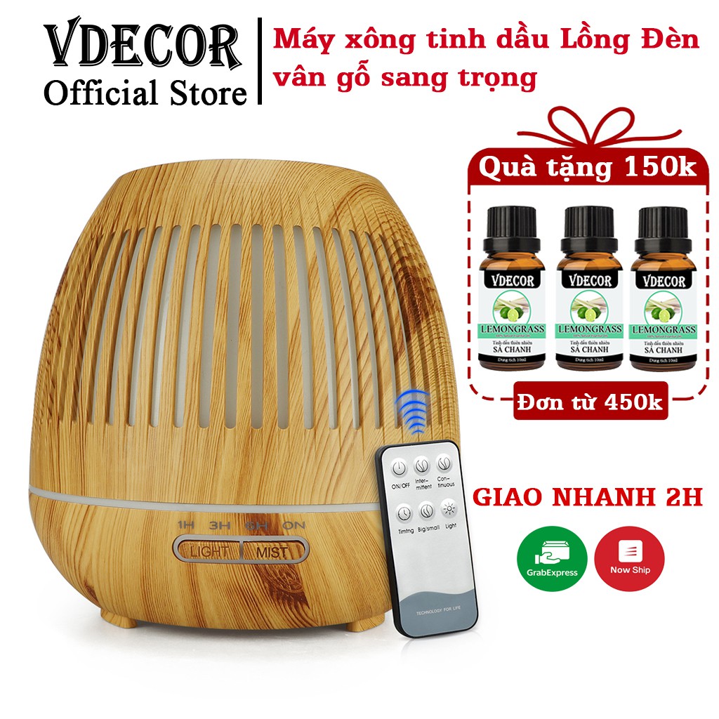 Máy khuếch tán tinh dầu vdecor đèn lồng có led đổi màu dung tích 500ml | Bảo hành 12 tháng 1 đổi 1 trong 14 ngày