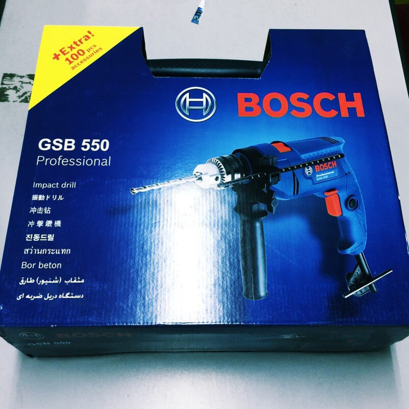 Máy khoan động lực Bosch GSB 550 kèm 100 món phụ kiện