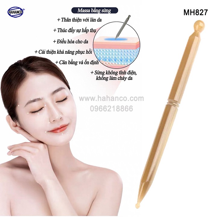 Cây gạch bạch huyết điện chẩn /MÁT XA, DAY ẤN HUYỆT BẰNG SỪNG làm đẹp da (MH827) HAHANCO