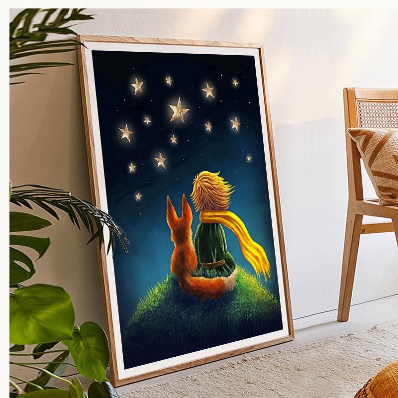 Bộ Tranh Đính Đá 5D Tự Làm Hình Hoàng Tử Petit Hoạt Hình