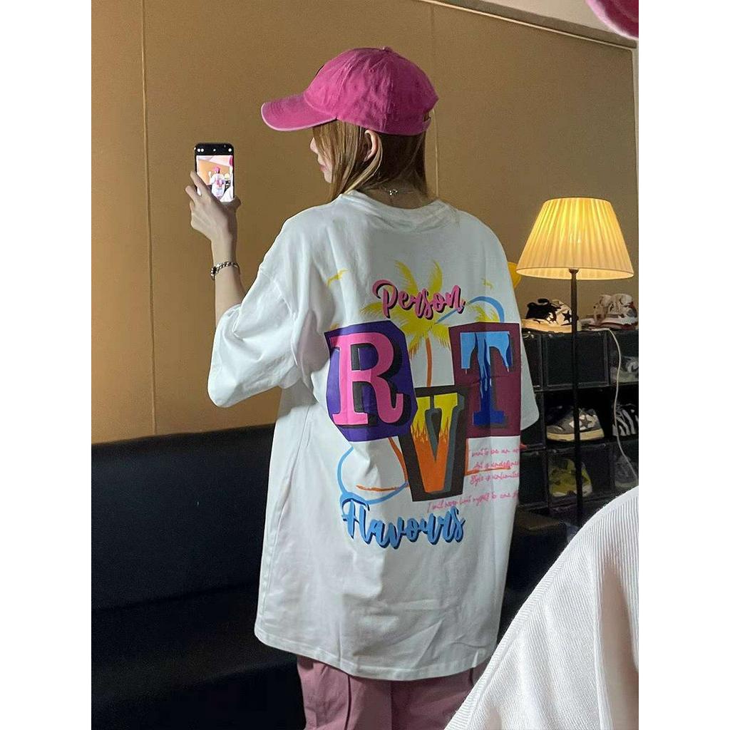 Áo Thun Ngắn Tay Dáng Rộng In Hình Quả Dừa Nhiệt Đới Phong Cách Retro Mỹ Mùa Hè 2023 Cho Nam