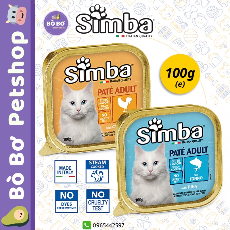 [Mã PET50K giảm Giảm 10% - Tối đa 50K đơn từ 250K] Pate Simba cho mèo đủ vị - Nhập khẩu Ý - 100gr