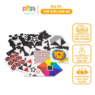Bộ 6 thẻ dán tường KÍCH THÍCH THỊ GIÁC cho bé sơ sinh  giúp bé phát triển toàn diện | Pu Pi - Đồ chơi thông minh