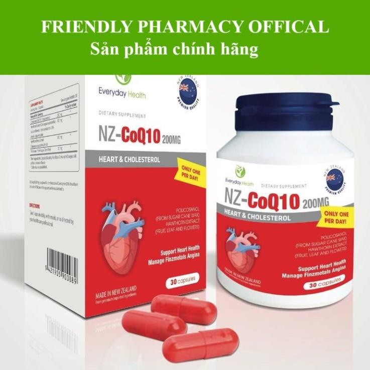 NZ-CoQ10 200mg - Hỗ trợ ổn định huyết áp, giảm cholesterol và các nguy cơ nhồi máu cơ tim (30 viên)