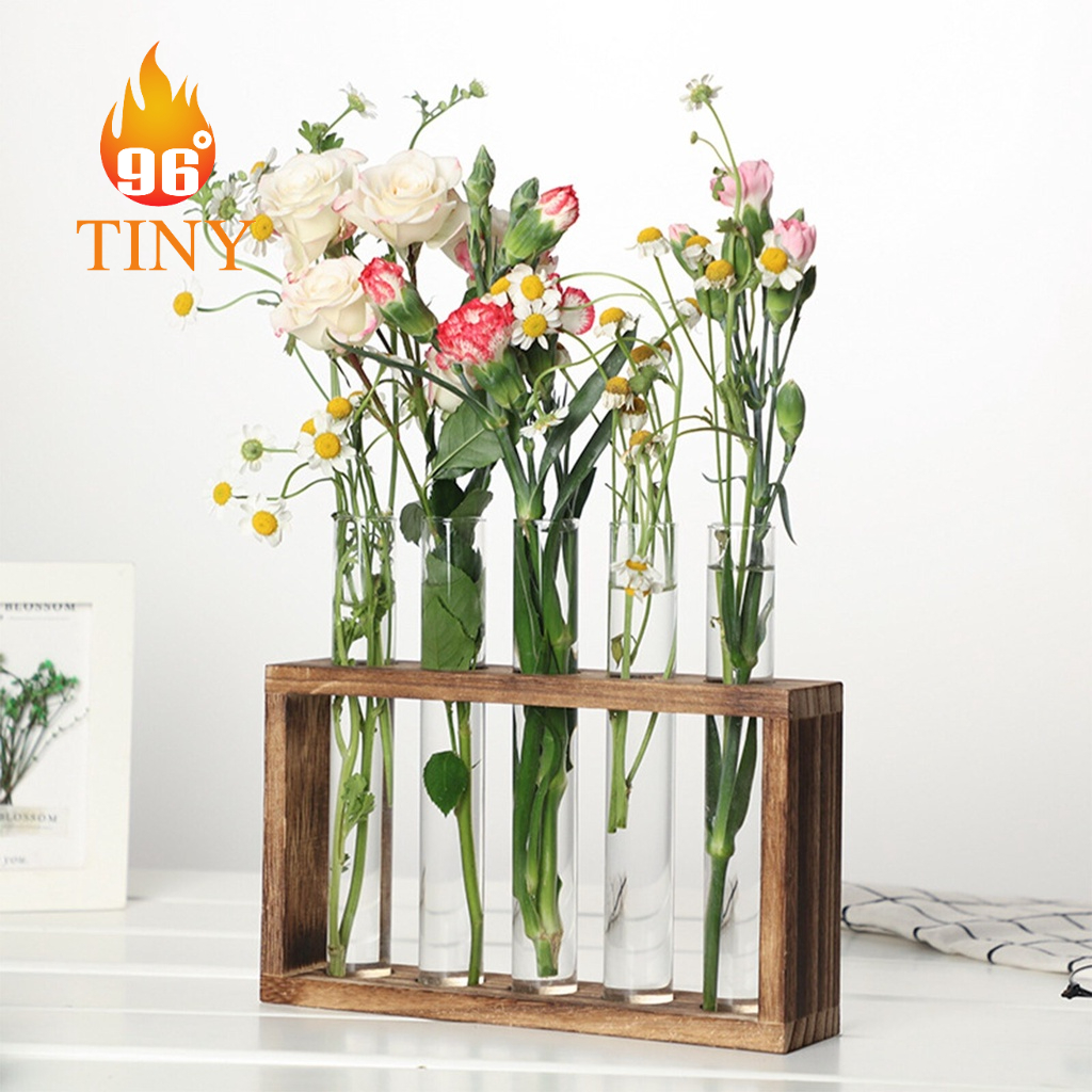 Lọ thủy tinh cắm hoa có khung gỗ - Mang thiên nhiên vào không gian sống của bạn