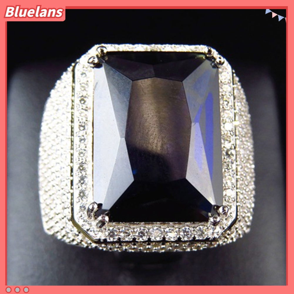 Nhẫn đính đá ruby nhân tạo hình vuông phong cách punk cá tính cho nam