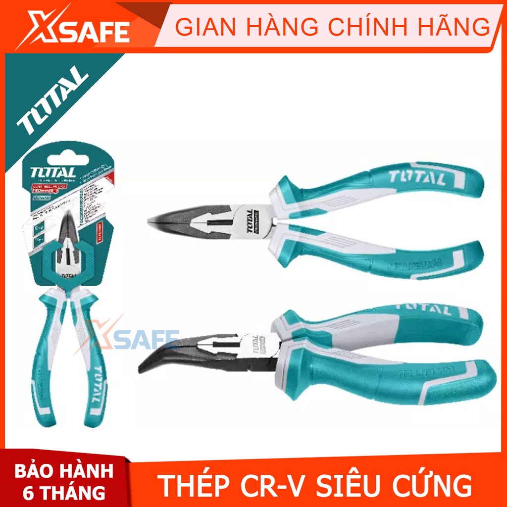 Kìm mũi nhọn cong TOTAL THT24616 6inch kềm mỏ cong thép Cr-V siêu cứng chống rỉ sét tay cầm cao su chống trơn trượt