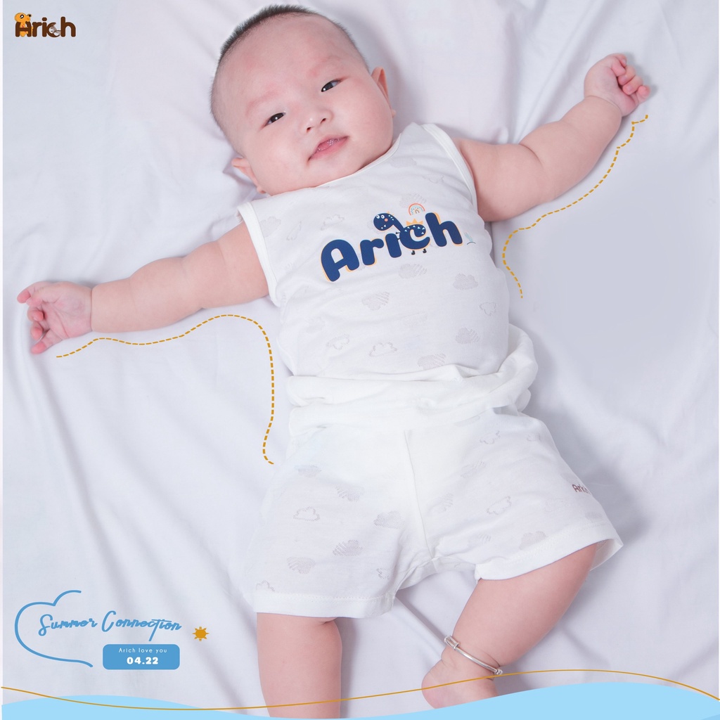 Bộ ba lỗ summer Arich sợi tre cho bé từ 6 tháng tới 5 tuôi