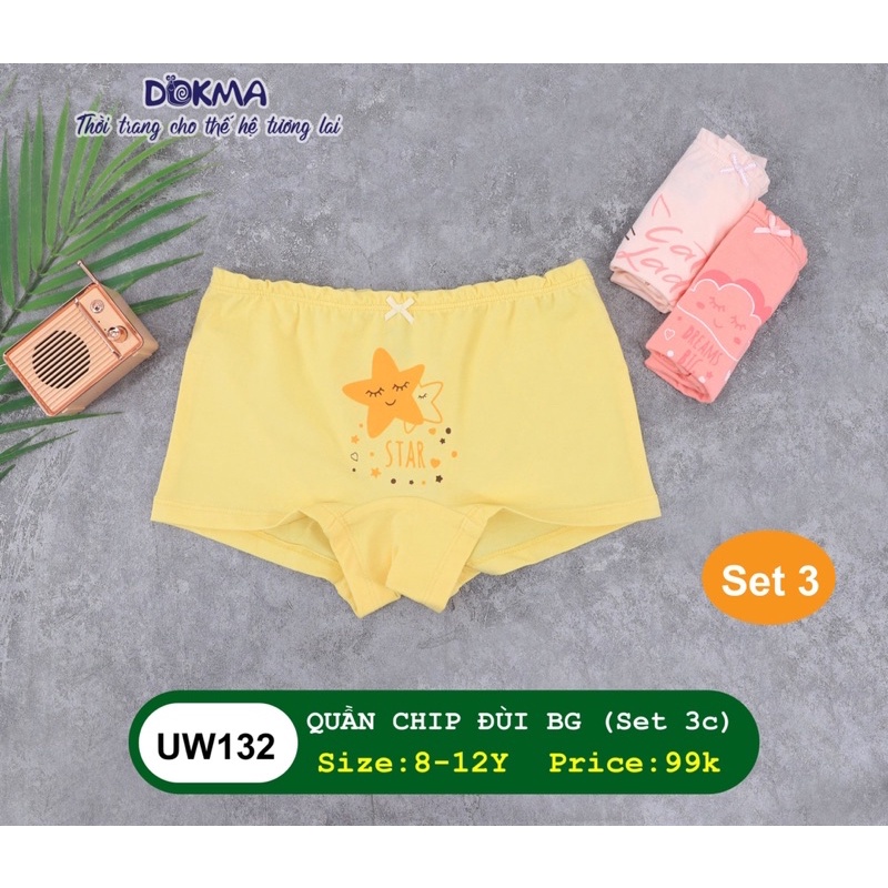 Set 3 quần chip đùi Dokma cho bé gái UW132s (Sz 2-12y)