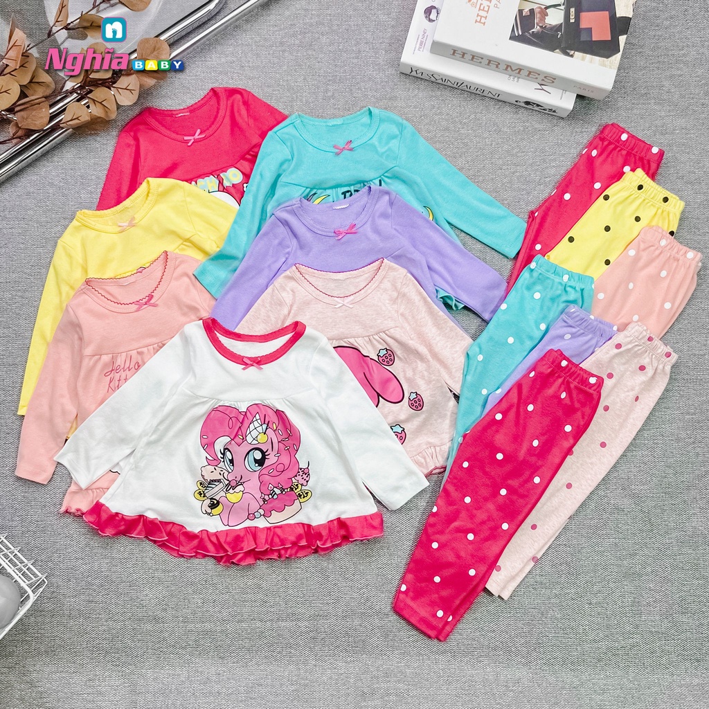 Đồ Bộ Bé Gái Babydoll NGHĨA BABY Vải Cotton Borip Mềm Mịn Mát Size Nhí 9kg đến 22kg In Hình Hot Tren