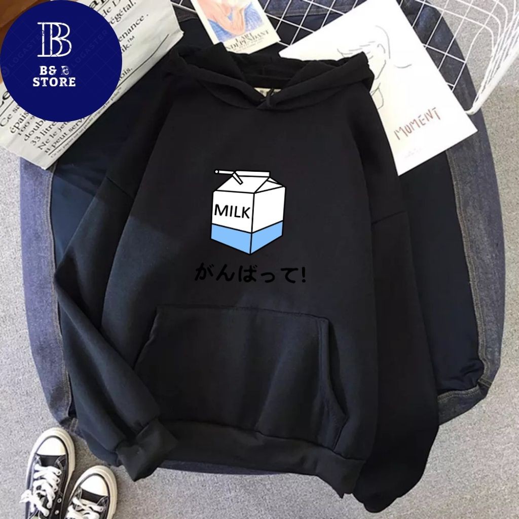 ÁO KHOÁC HOODIE NỈ UNISEX IN MILK SIÊU CUTE ÁO KHOÁC HOODIE LOCAL BRAND FORM RỘNG NAM NỮ NHIỀU MÀU | WebRaoVat - webraovat.net.vn