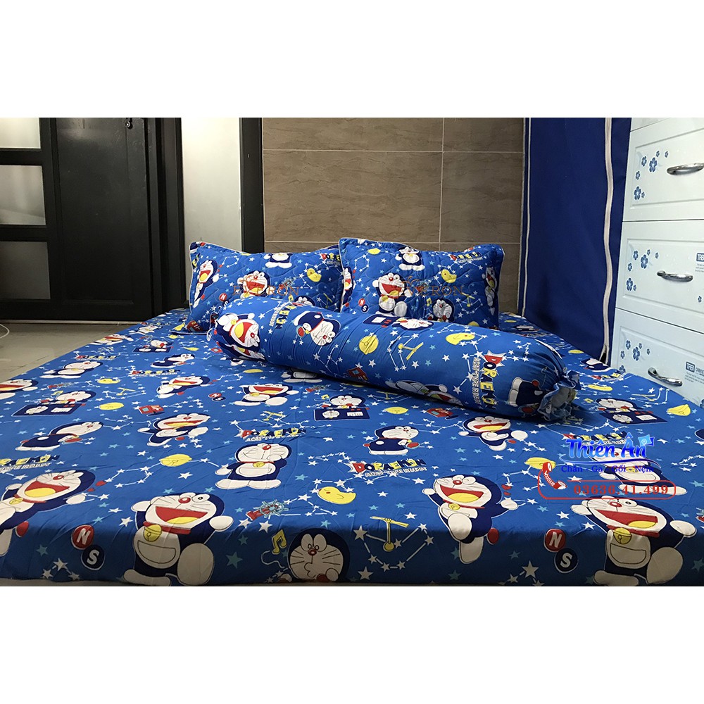 Bộ drap cotton Doremon 1m8