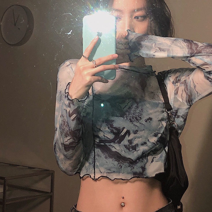 Áo croptop giữ nhiệt thu đông họa tiết thời trang Becky