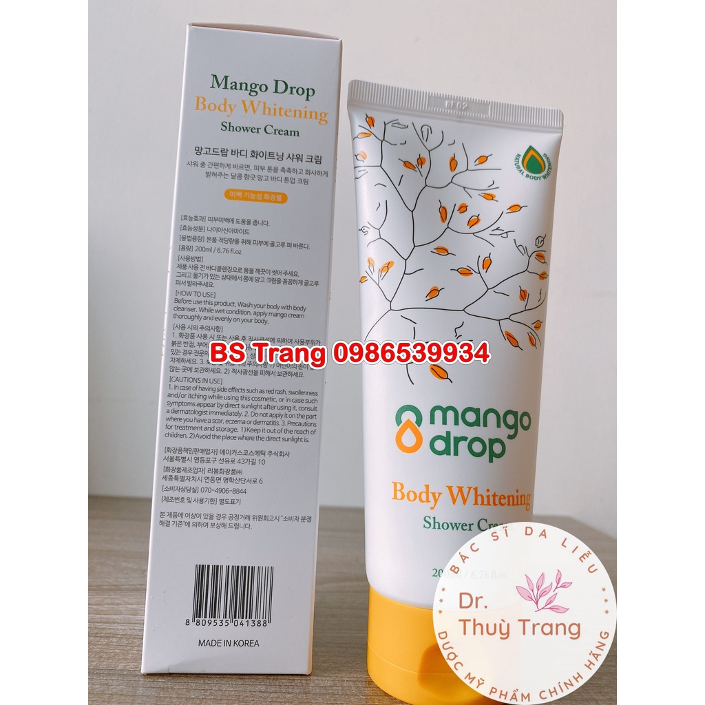 Kem tắm trắng Mango Drop Body Whitening Shower Cream - nâng tone da