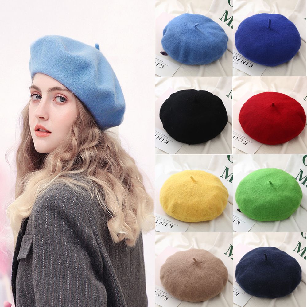 Mũ beret vải nỉ màu trơn thời trang thu đông cho nữ
