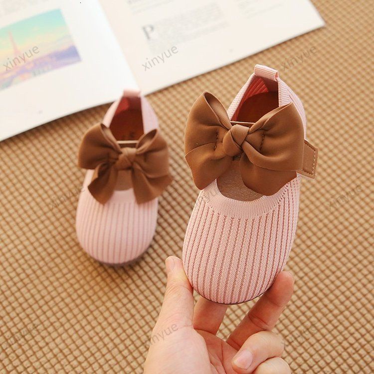 Fashion Girls' Cute Bow Breathable Fabric Slip-on Flat Shoes (2-6 Years Old) Soft Sole Light Weight Kids Shoes/Con gái của giày dép