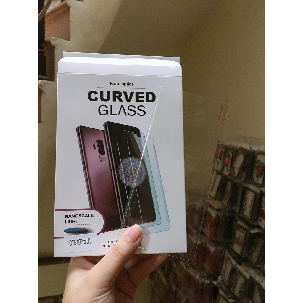 Dán màn hình cường lực Samsung Note 10 Plus keo UV trong suốt