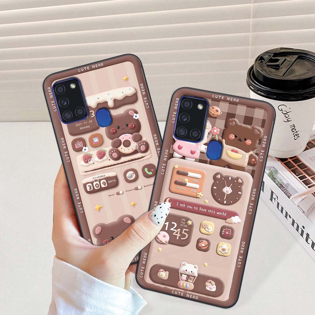 Ốp lưng Samsung A21s in hình gấu cute,bò sữa 3D cute dễ thương bảo vệ điện thoại.
