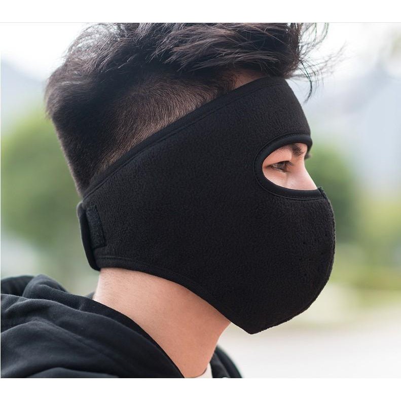 Khẩu trang ninja vải nỉ dán gáy che kín mặt tai chống nắng chạy xe phượt nam nữ - khau trang ni