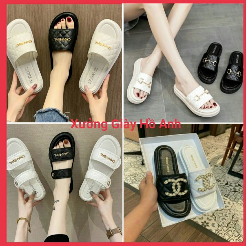 Dép Bánh Mì Dép Nữ Quai Ngang CN Sang Chảnh Đế PU Siêu Nhẹ Êm Da Mềm