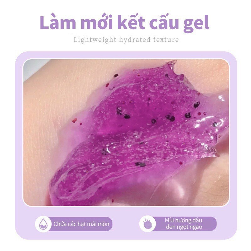 Gel tẩy tế bào chết toàn thân Mâm Xôi Đen, kem tẩy da chết Chiết Xuất Mâm Xôi Đen Dưỡng Trắng Da An Toàn, Hiệu Quả Lylya